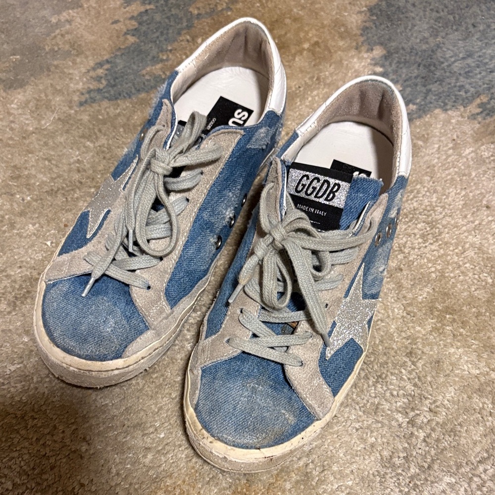 Golden Goose Denim Blue and Light Gray Sneakers
